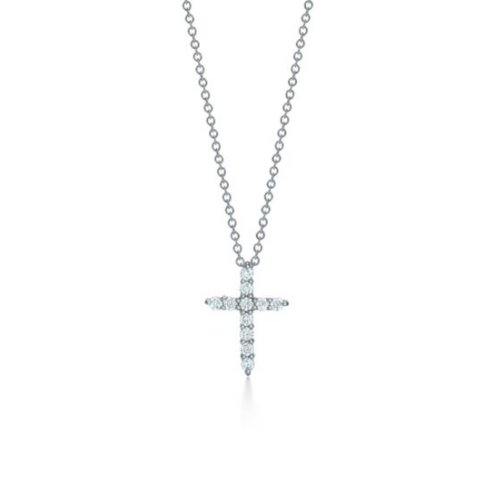 Rhinestone Cross Necklace - Silver