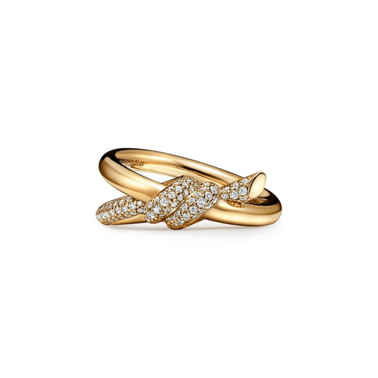 Rhinestone Link Ring - Gold