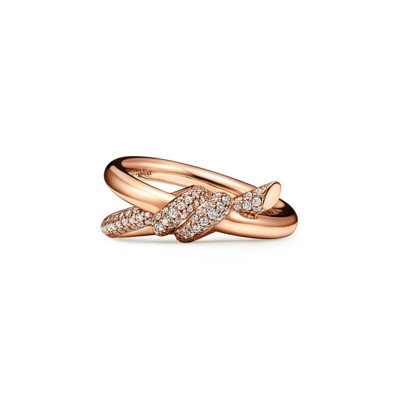 Rhinestone Link Ring - Rose Gold