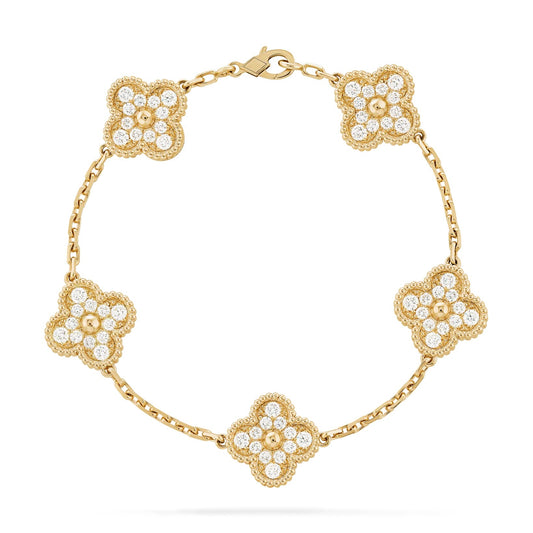 Crystal Clover Bracelet - Gold