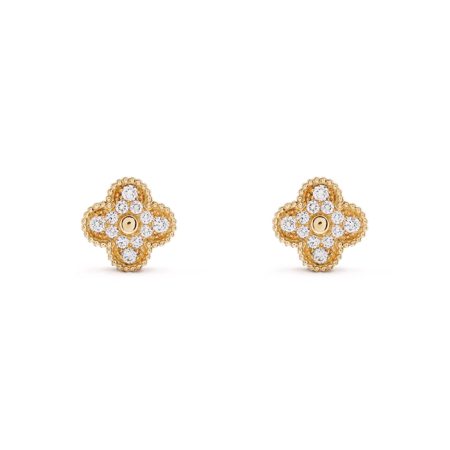 Crystal Clover Earrings - Gold