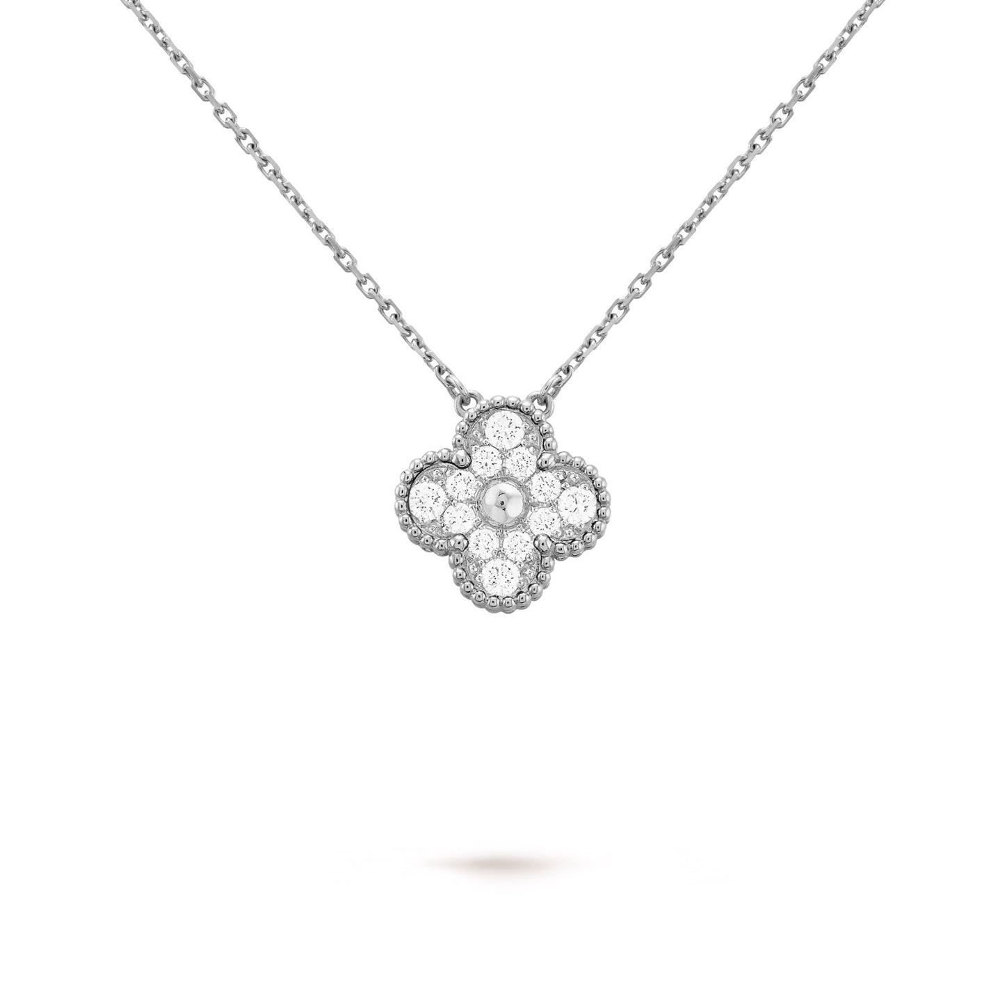 Crystal Clover Necklace - Silver