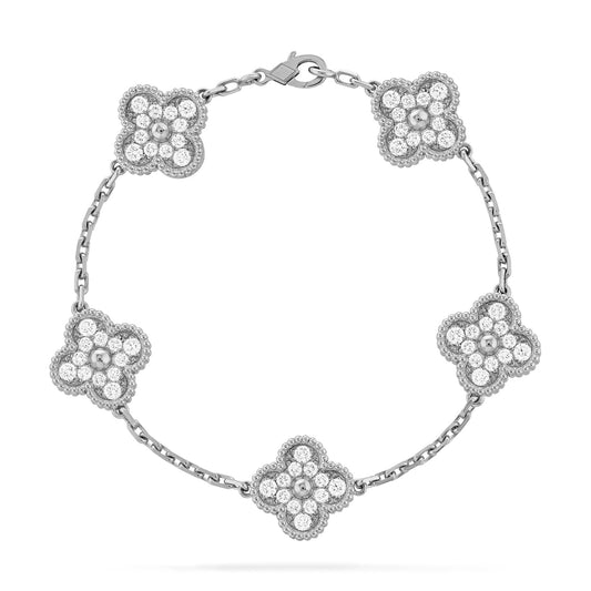 Crystal Clover Bracelet - Silver