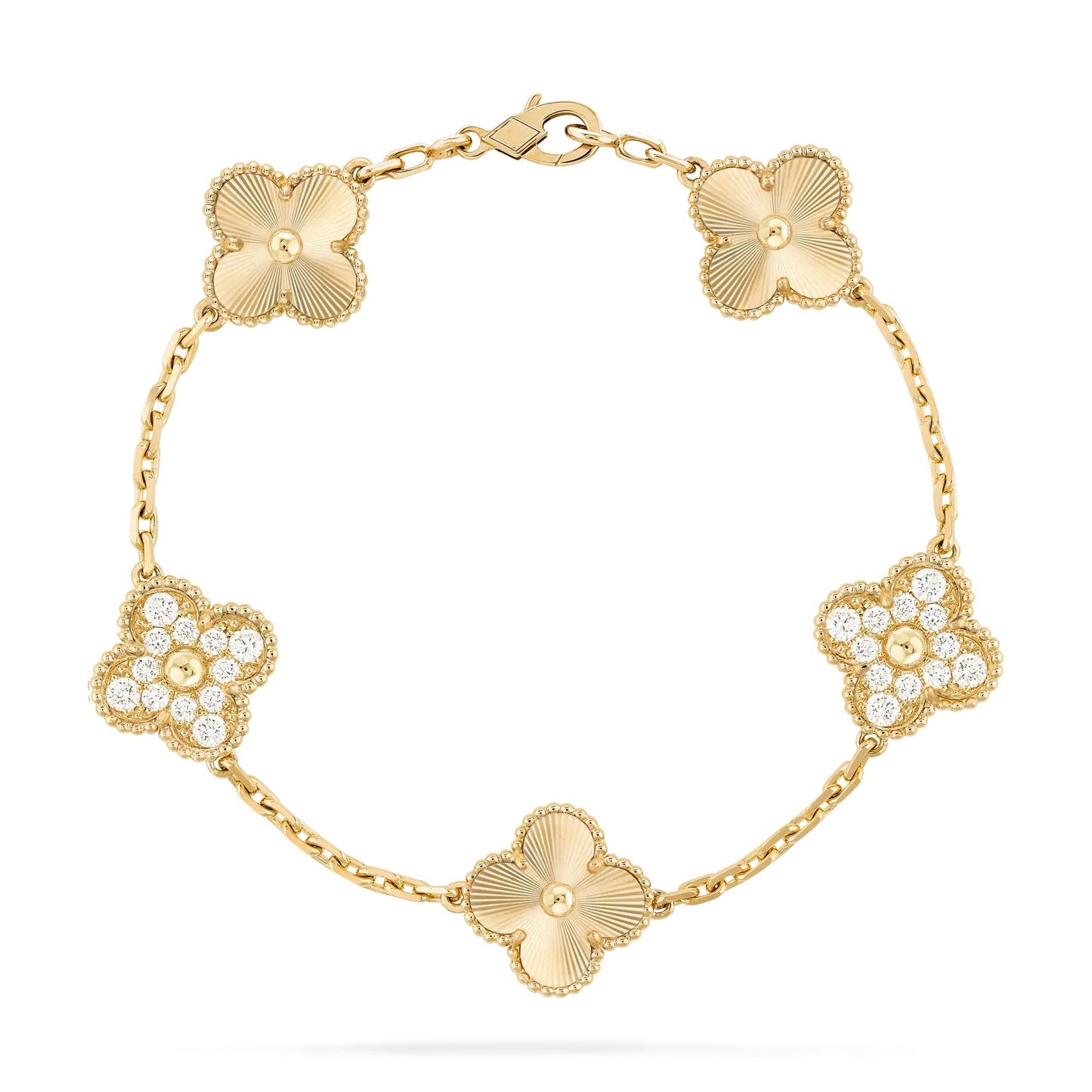 Laser Crystal Clover Bracelet - Gold