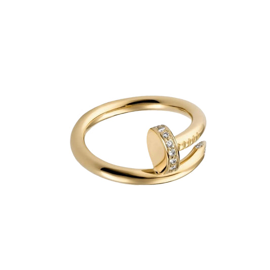 Rhinestone Screw Ring - Gold