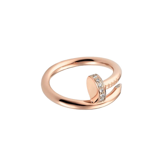 Rhinestone Screw Ring - Rose Gold