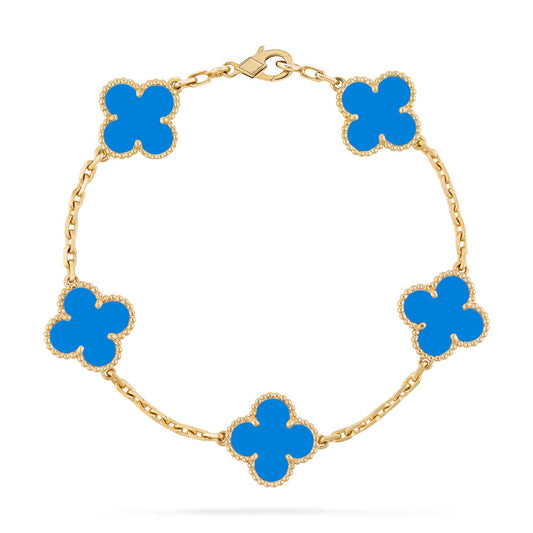 Blue Clover Bracelet - Gold