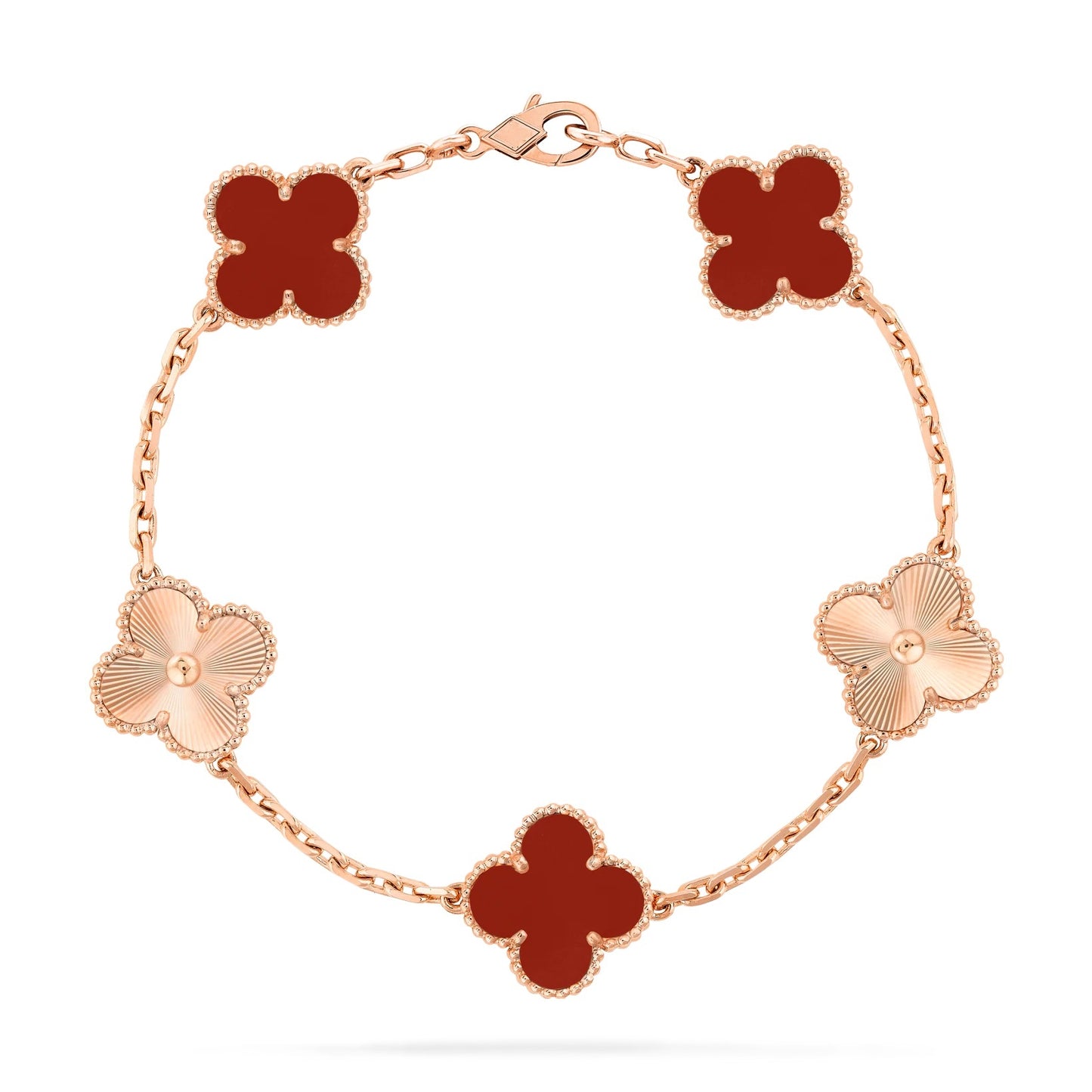 Red Laser Clover Bracelet - Rose Gold