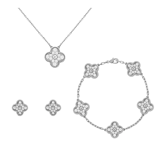 The Crystal Clover Set - Silver