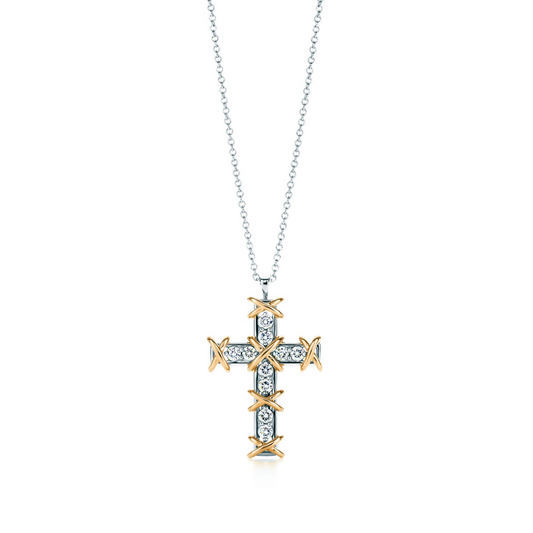 Rhinestone Jean Cross Necklace