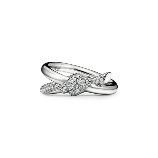 Rhinestone Link Ring - Silver